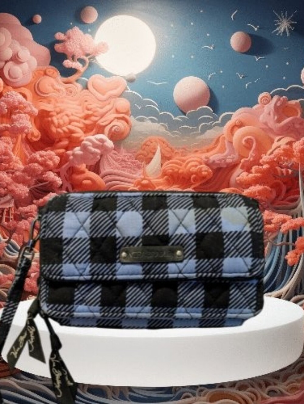 Vera Bradley Blue and Black Plaid Wristlet